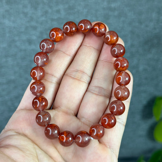 Floral Natural Nan Hong Agate Bracelet Size 10 mm