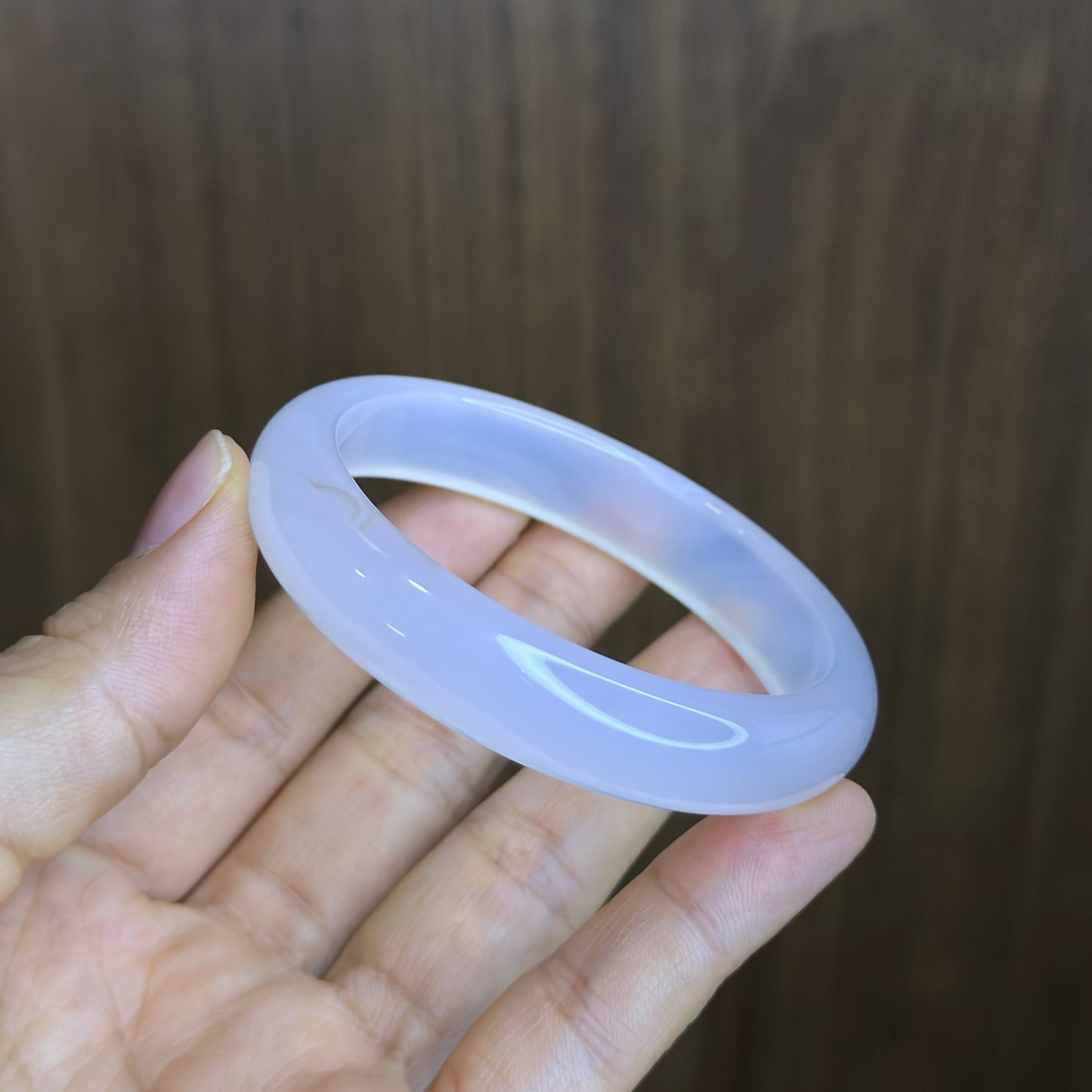 Natural White Agate Bangle Leaf Style Size 54 mm