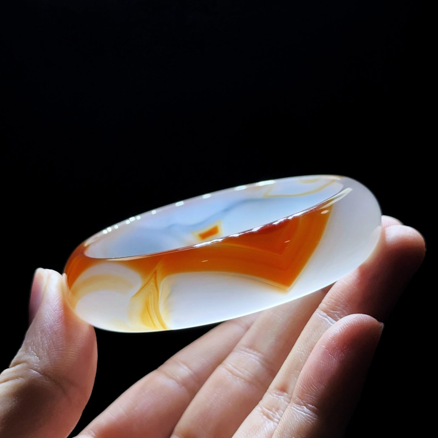 Natural Red Agate Bangle Leaf Style Size 57 mm