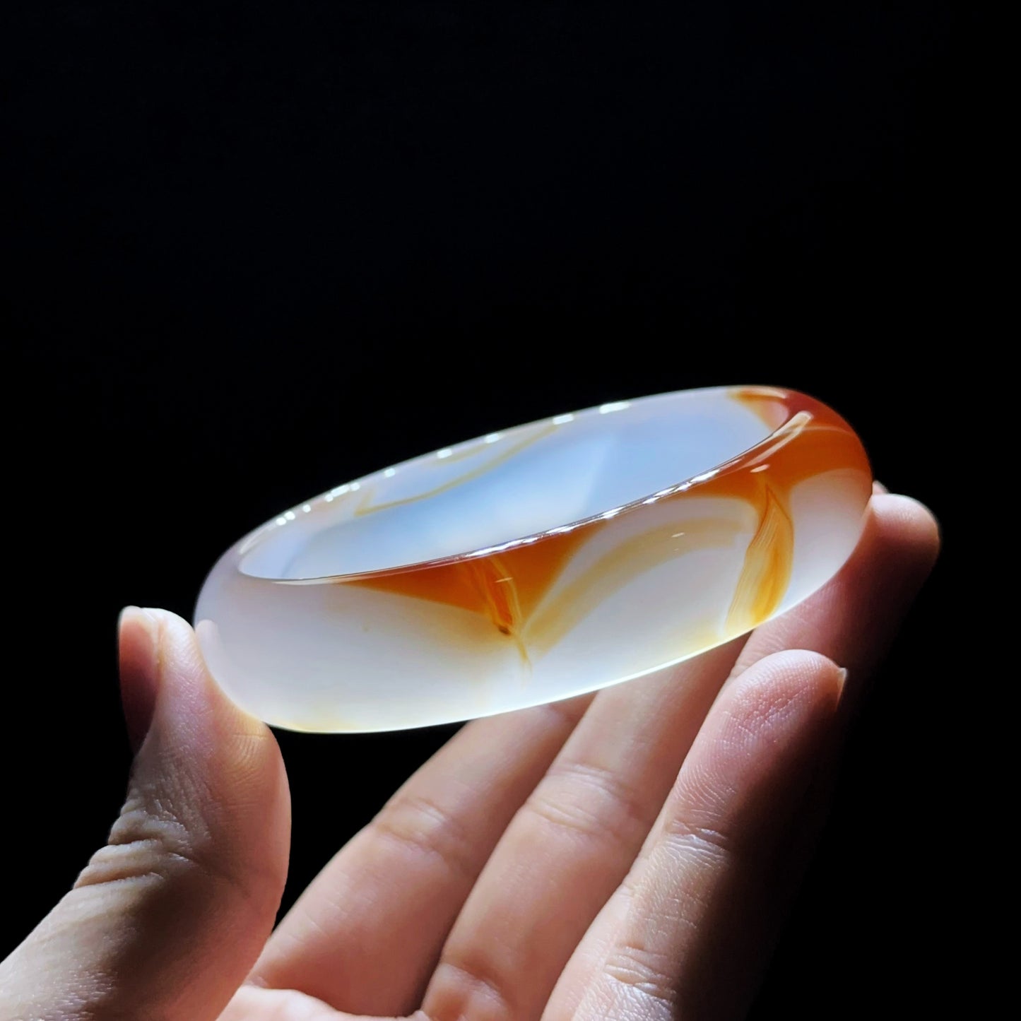 Natural Red Agate Bangle Leaf Style Size 57 mm