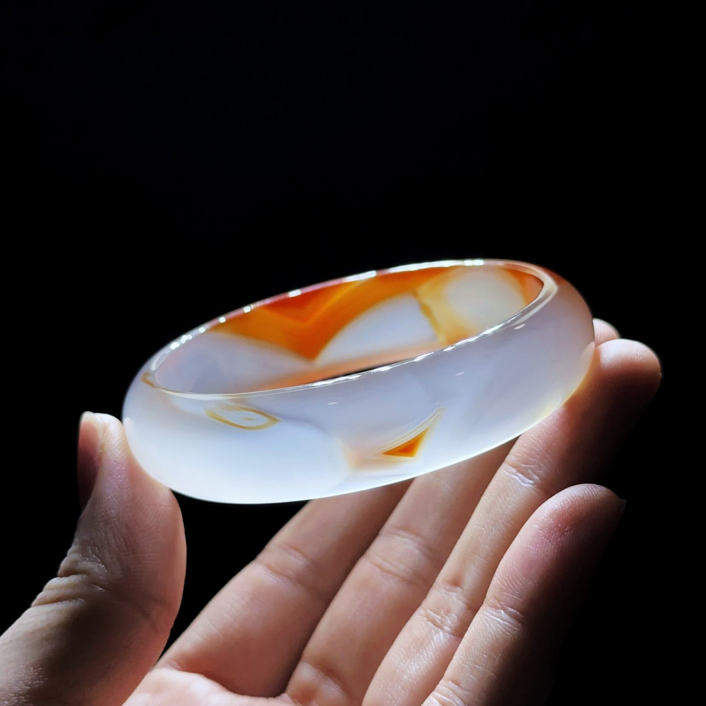 Natural Red Agate Bangle Leaf Style Size 57 mm