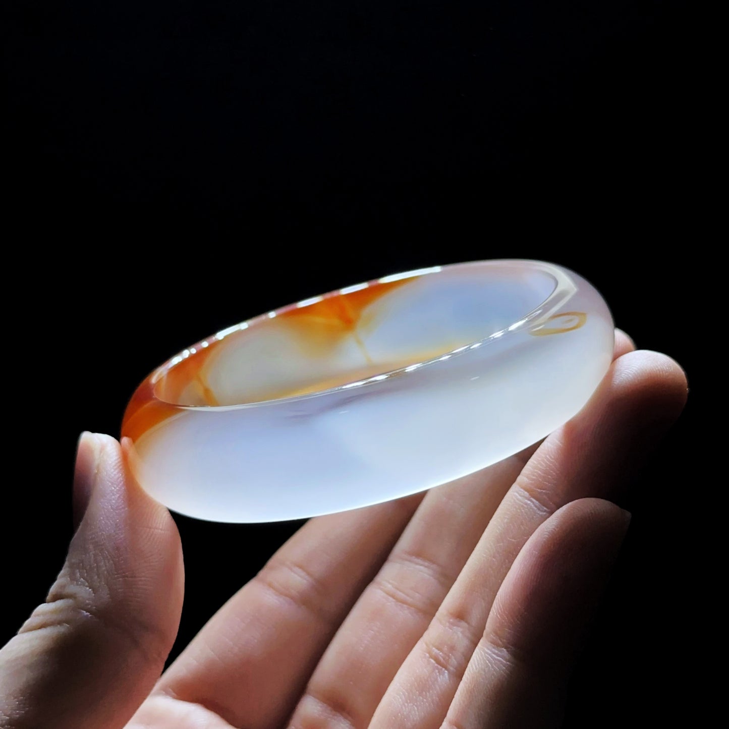 Natural Red Agate Bangle Leaf Style Size 57 mm