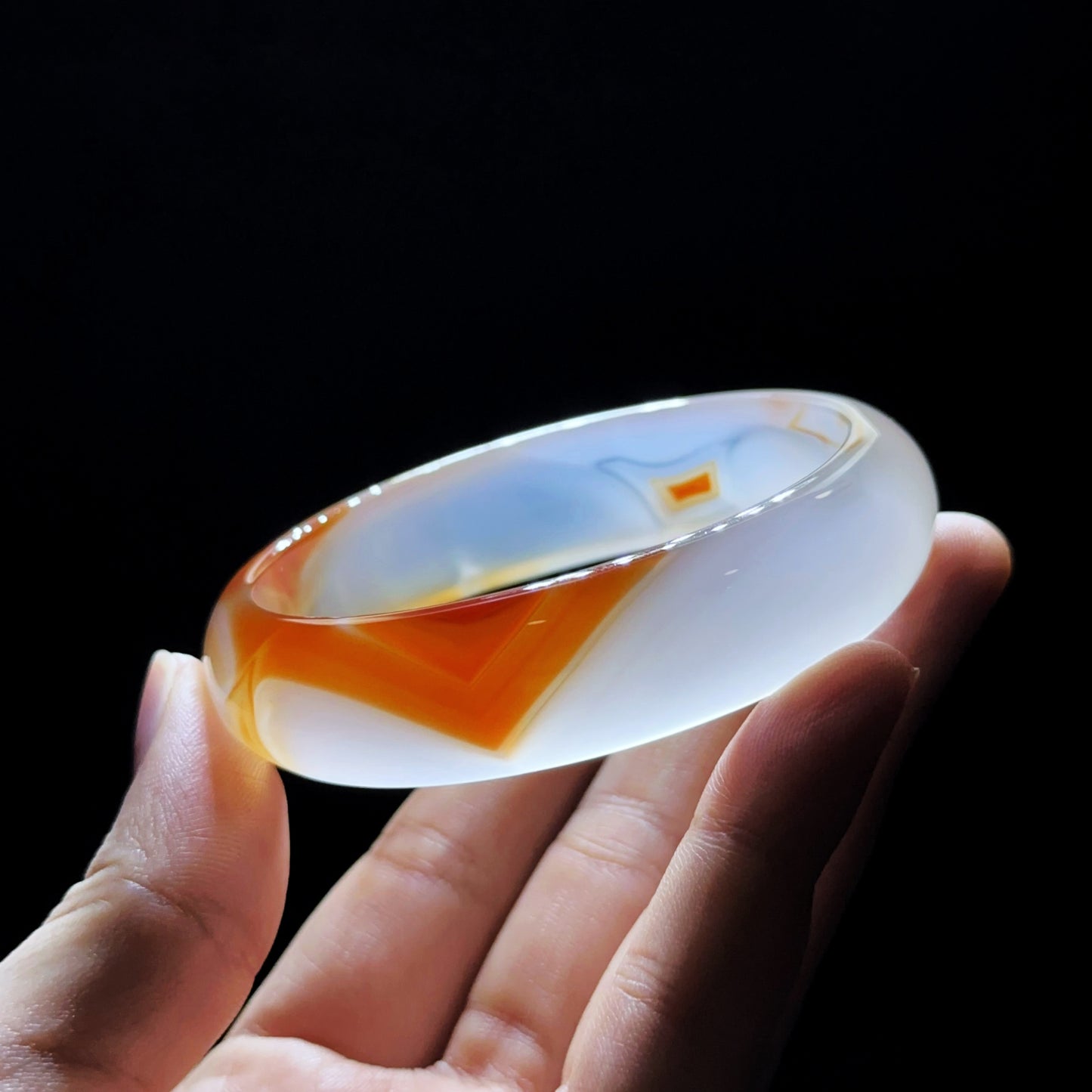 Natural Red Agate Bangle Leaf Style Size 57 mm