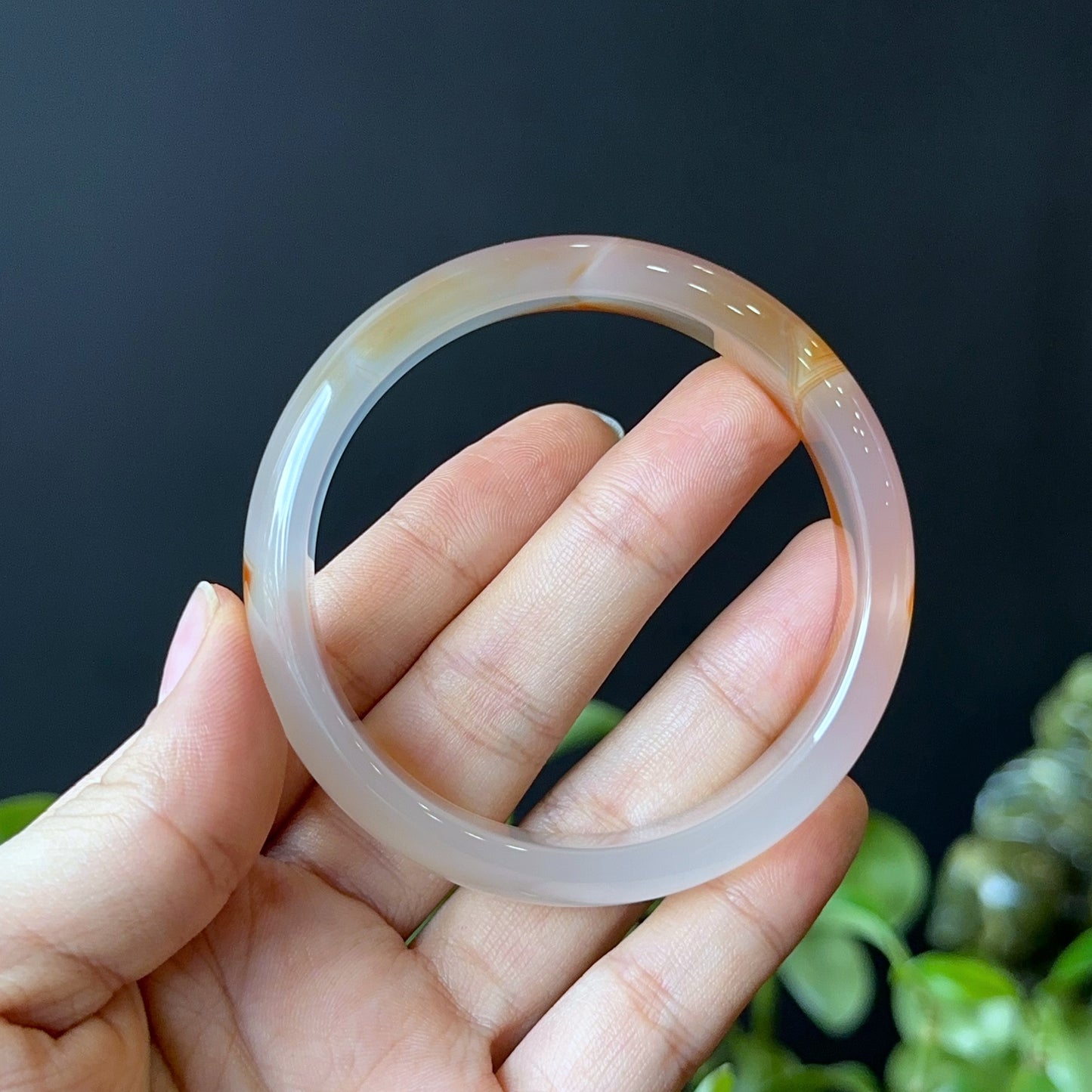 Natural Red Agate Bangle Leaf Style Size 57 mm