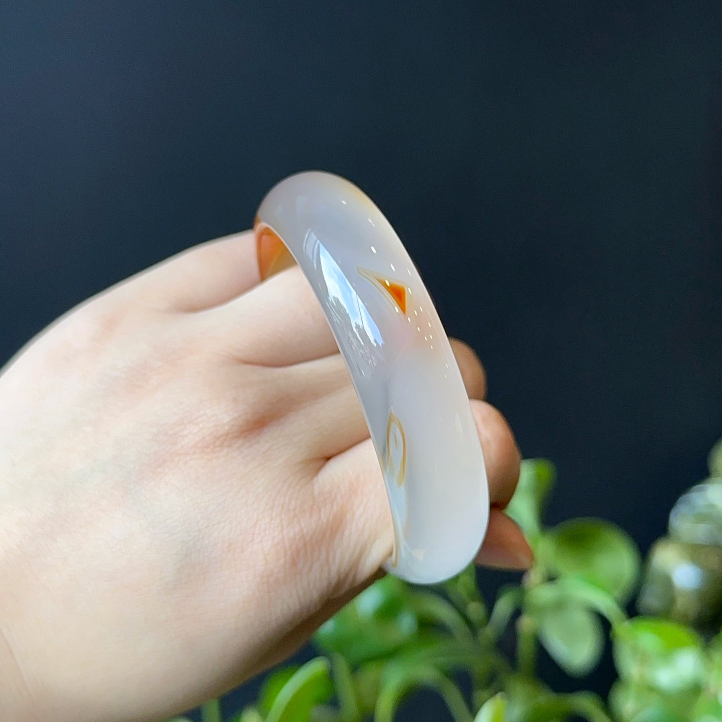 Natural Red Agate Bangle Leaf Style Size 57 mm