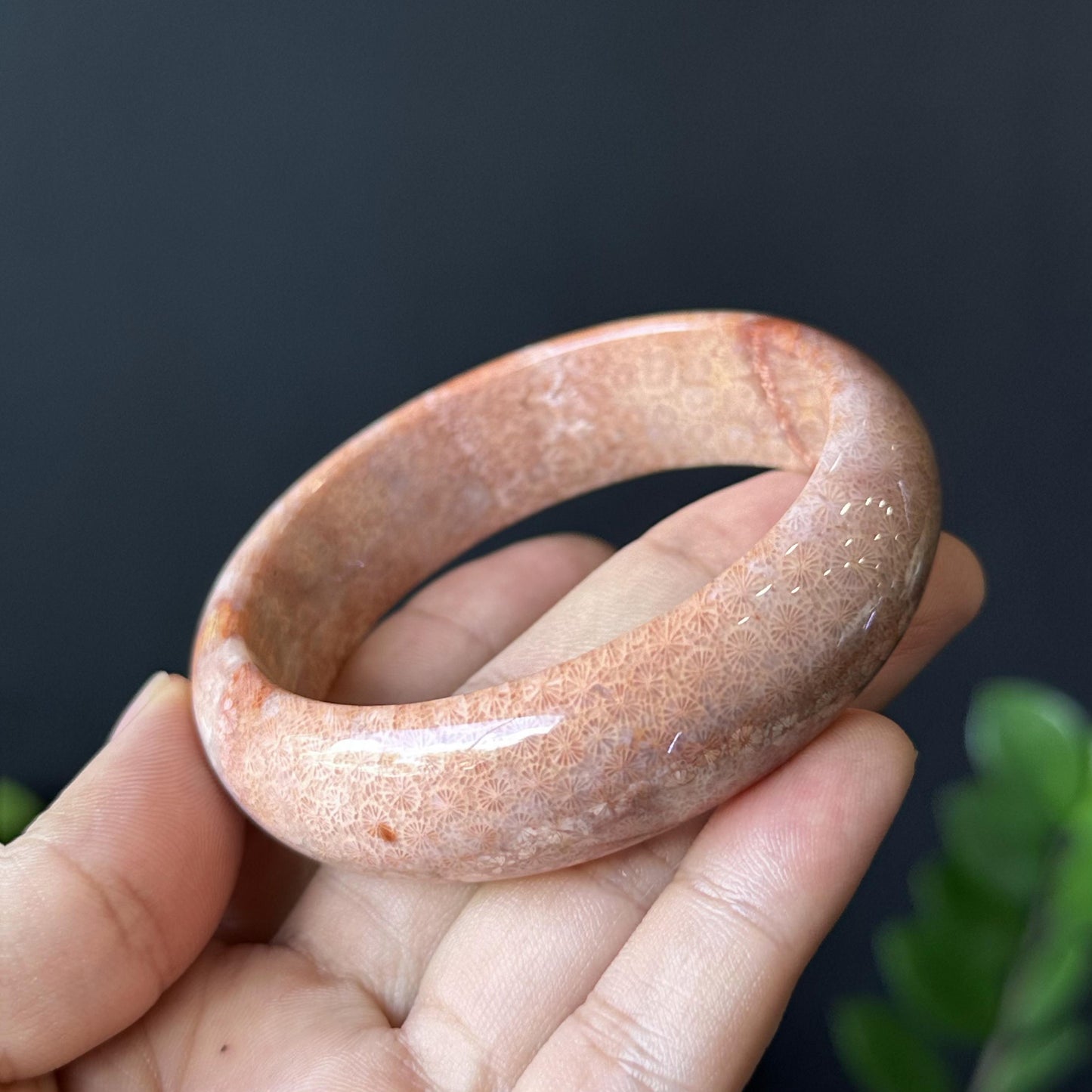 Natural Coral Bangle Leaf Style Sie 57 mm