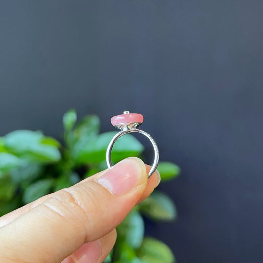 Dong Dieu Natural Rhodochrosite Ring in Silver Size 1.7