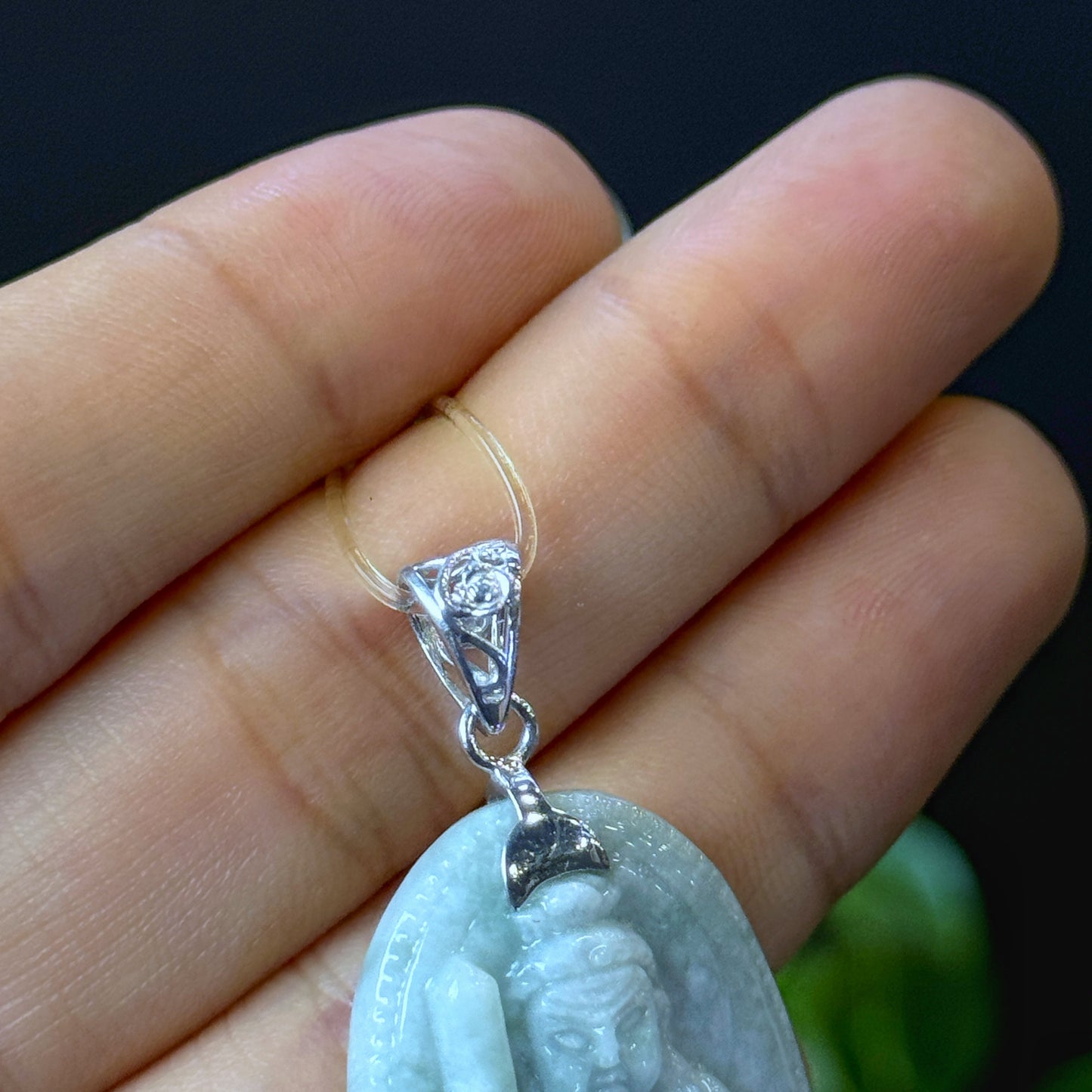Bat Dong Protection Buddha Natural Jadeite Jade Pendant - Year of Rooster