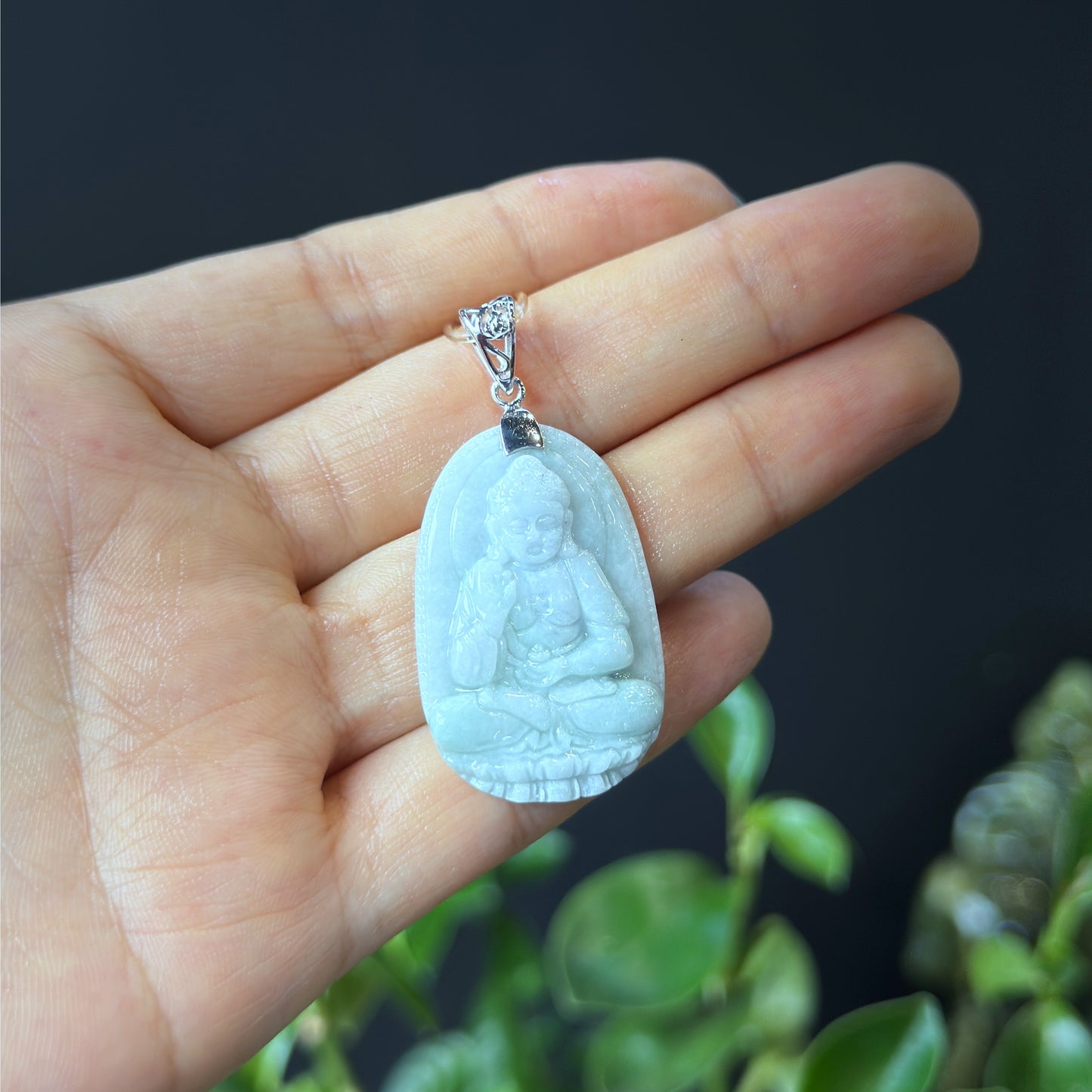 Sakyamuni (Adida) Buddha Natural Jadeite Jade Pendant - Year of Dog and Pig