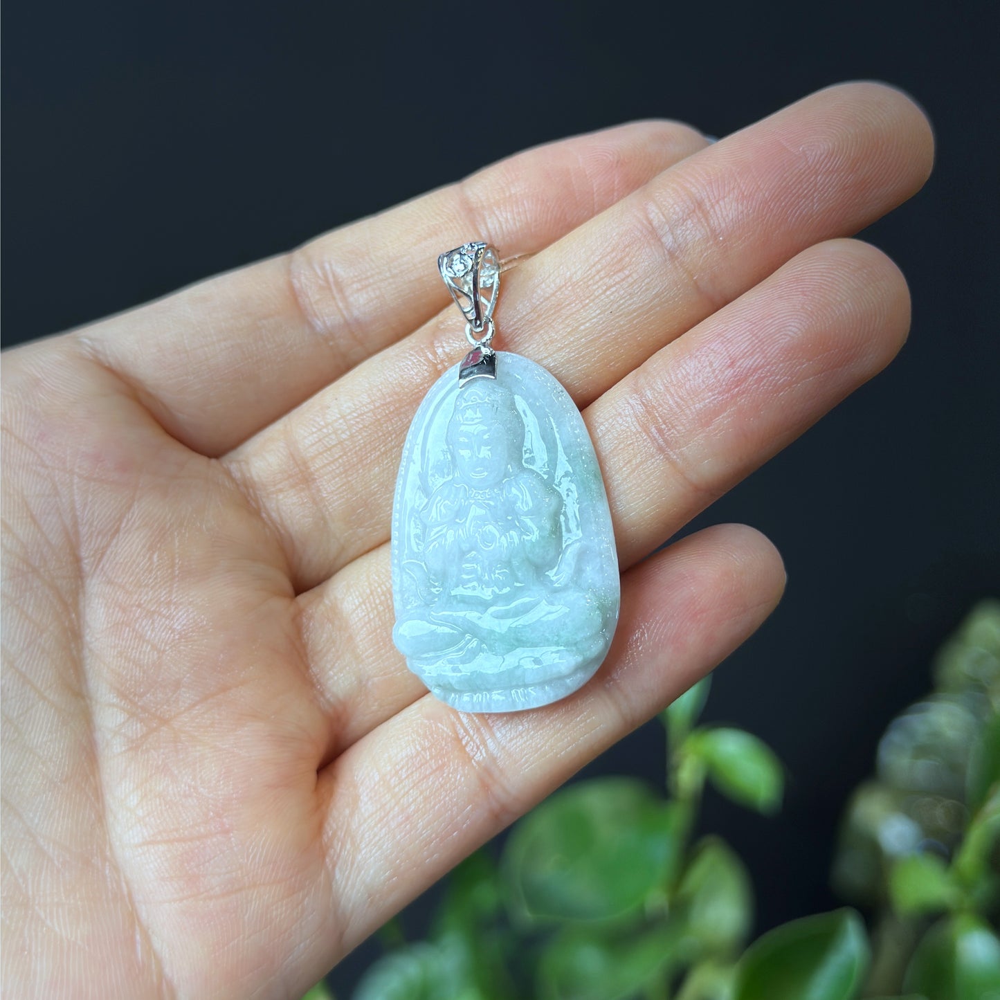 Đại Nhật Protection Buddha Natural Jadeite Jade Pendant - Year of Goat and Monkey