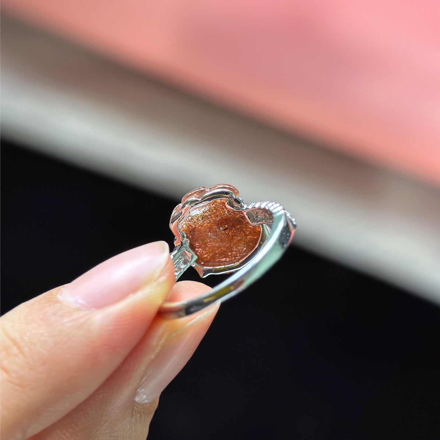 Money Bag Natural Red Rutilated Quartz Ring Size 1.8