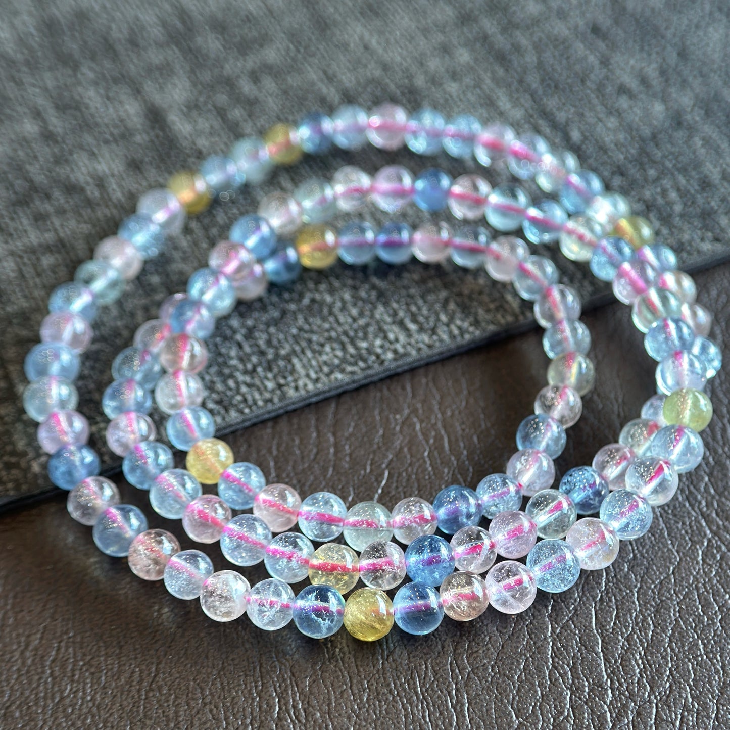 Natural Beryl Triple Wrap Bracelet Size 4.5-5 mm