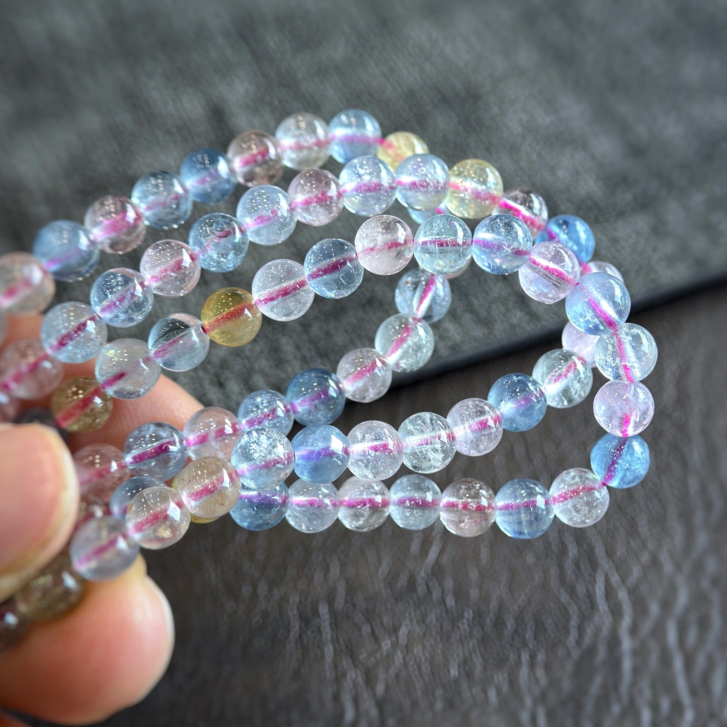 Natural Beryl Triple Wrap Bracelet Size 4.5-5 mm