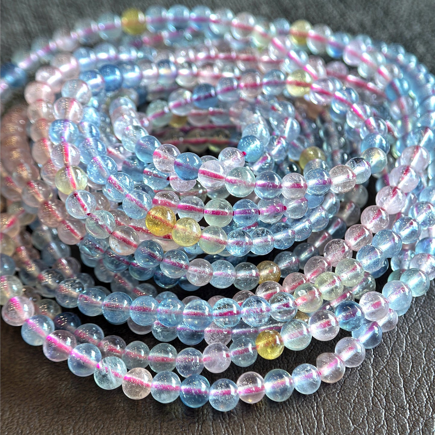 Natural Beryl Triple Wrap Bracelet Size 4.5-5 mm