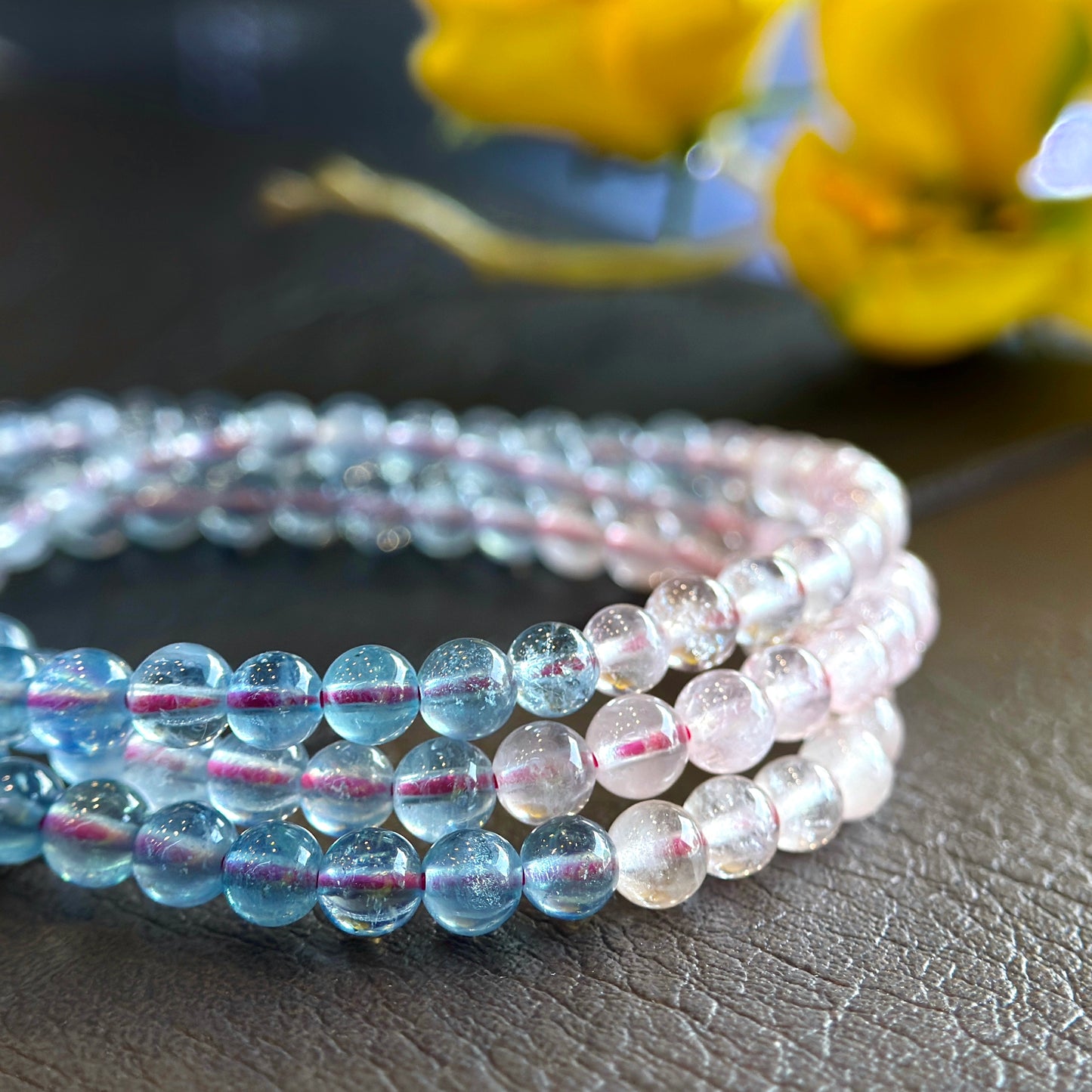 Natural Beryl Triple Wrap Bracelet Size 4.5-5 mm