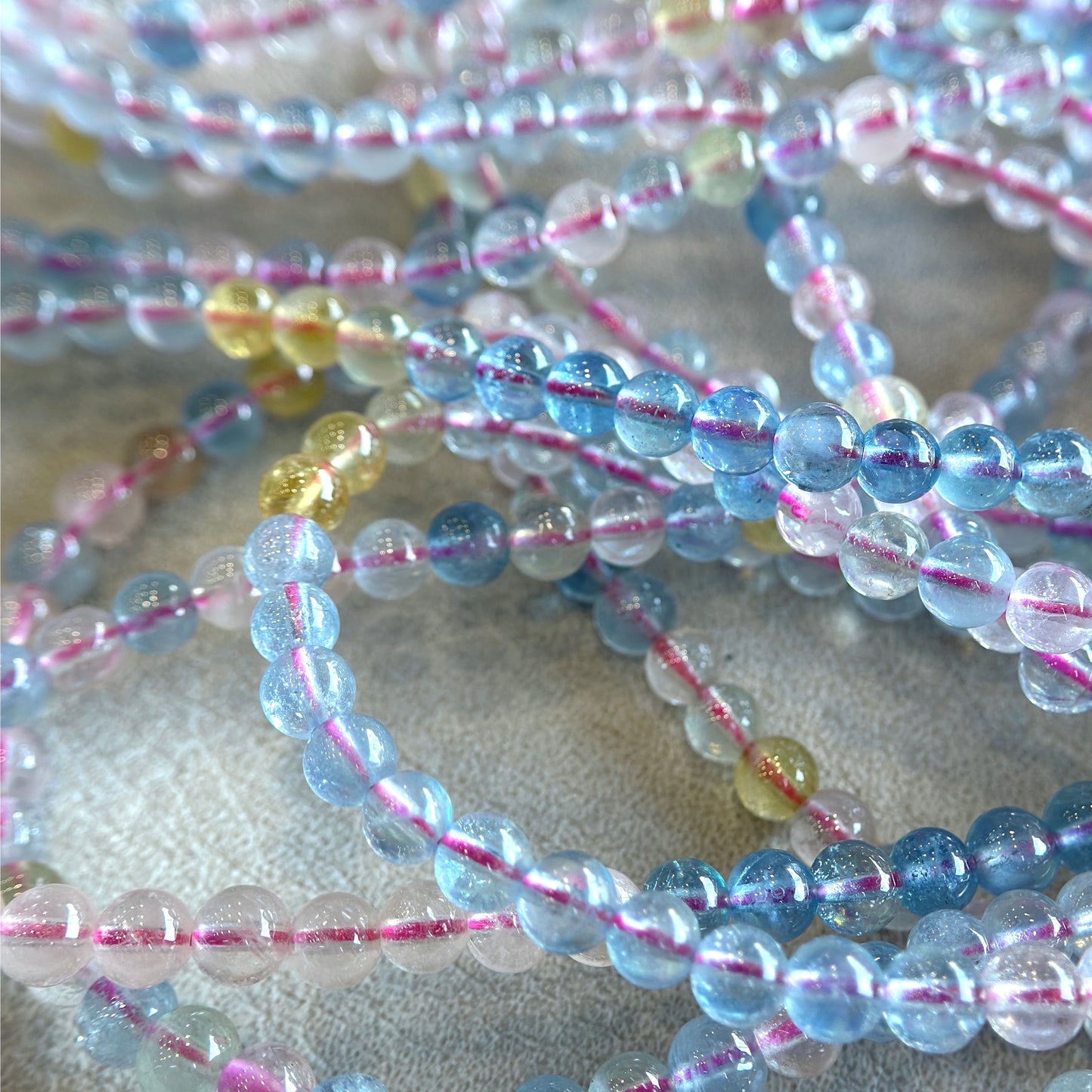 Natural Beryl Triple Wrap Bracelet Size 4.5-5 mm