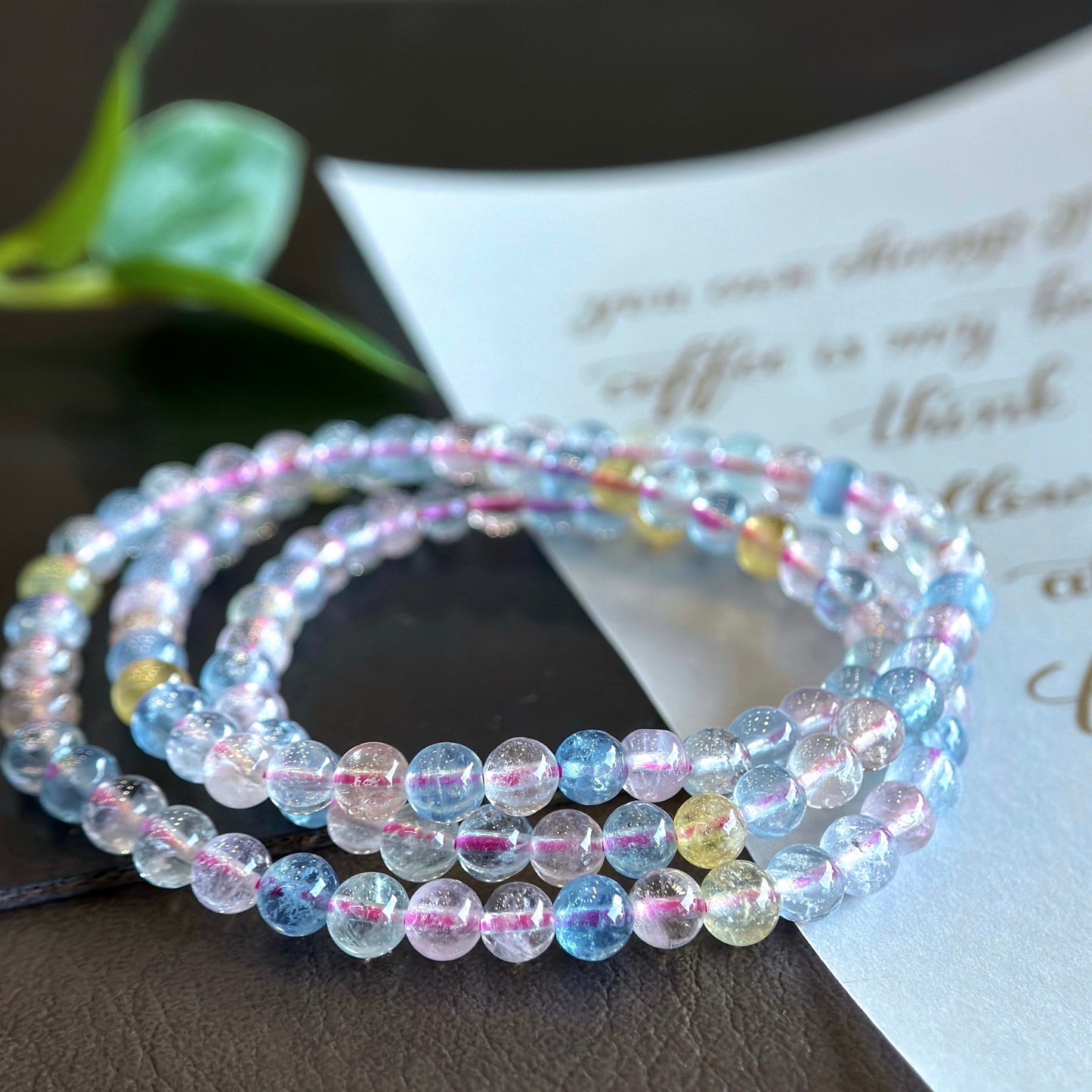 Natural Beryl Triple Wrap Bracelet Size 4.5-5 mm