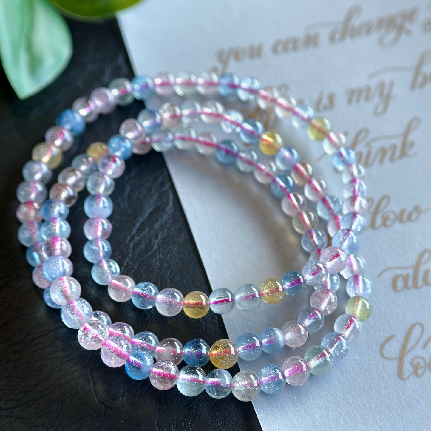 Natural Beryl Triple Wrap Bracelet Size 4.5-5 mm