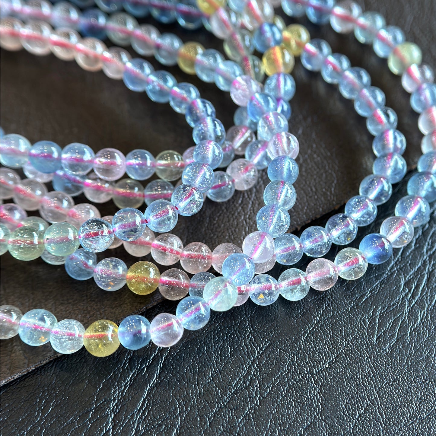 Natural Beryl Triple Wrap Bracelet Size 4.5-5 mm