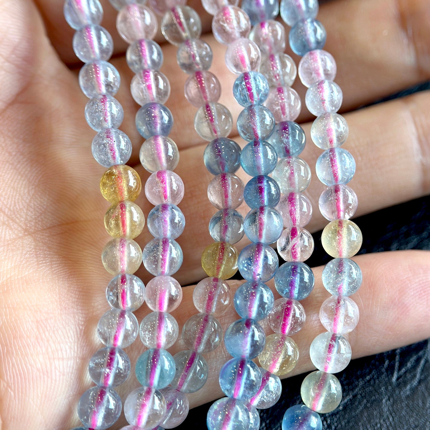 Natural Beryl Triple Wrap Bracelet Size 4.5-5 mm