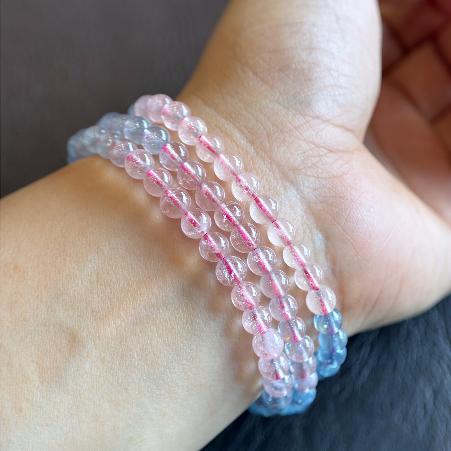 Natural Beryl Triple Wrap Bracelet Size 4.5-5 mm