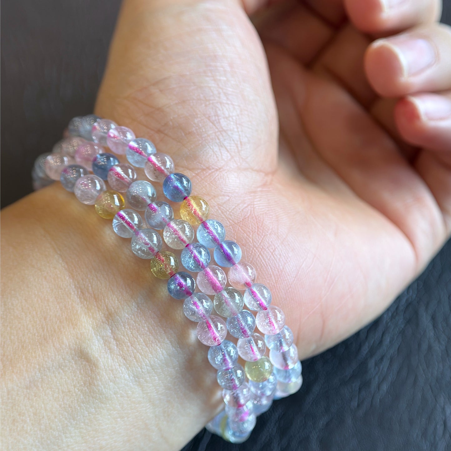 Natural Beryl Triple Wrap Bracelet Size 4.5-5 mm