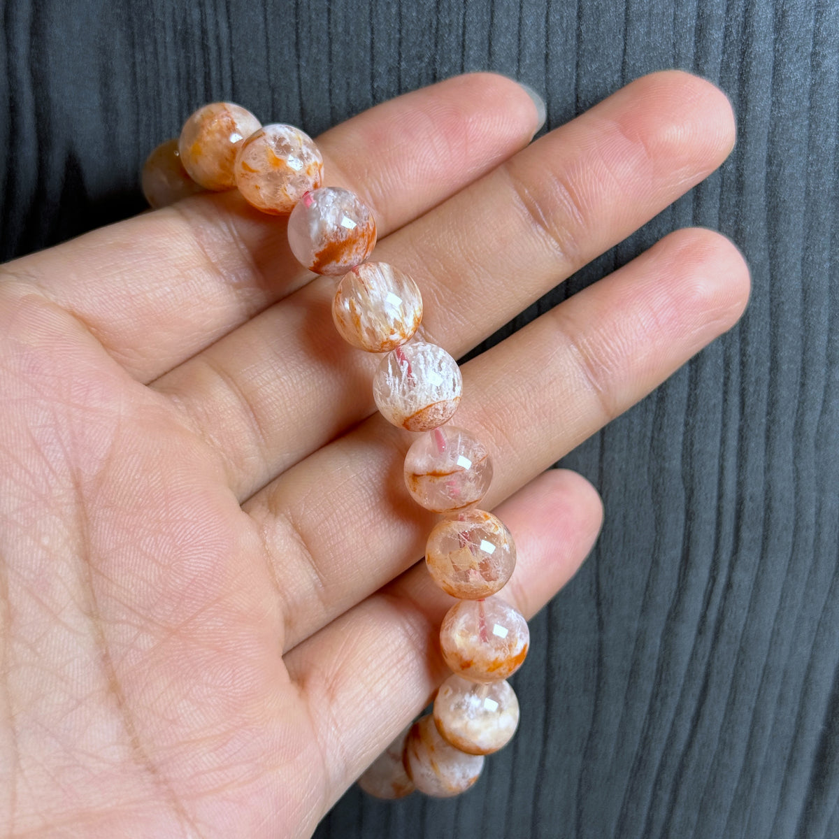 Orange Landscape Sericite Quartz Bracelet Size 10 mm