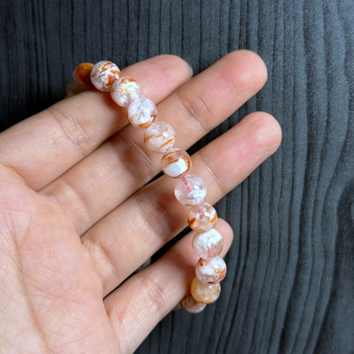 Natural Orange Landscape Sericite Quartz Bracelet Size 7 mm
