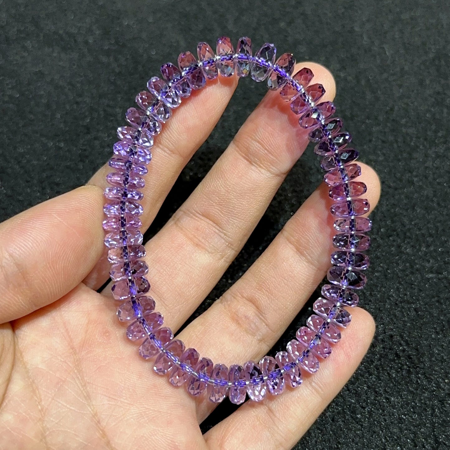 Natural Amethyst Faceted Rondelle Bracelet Size 8 mm