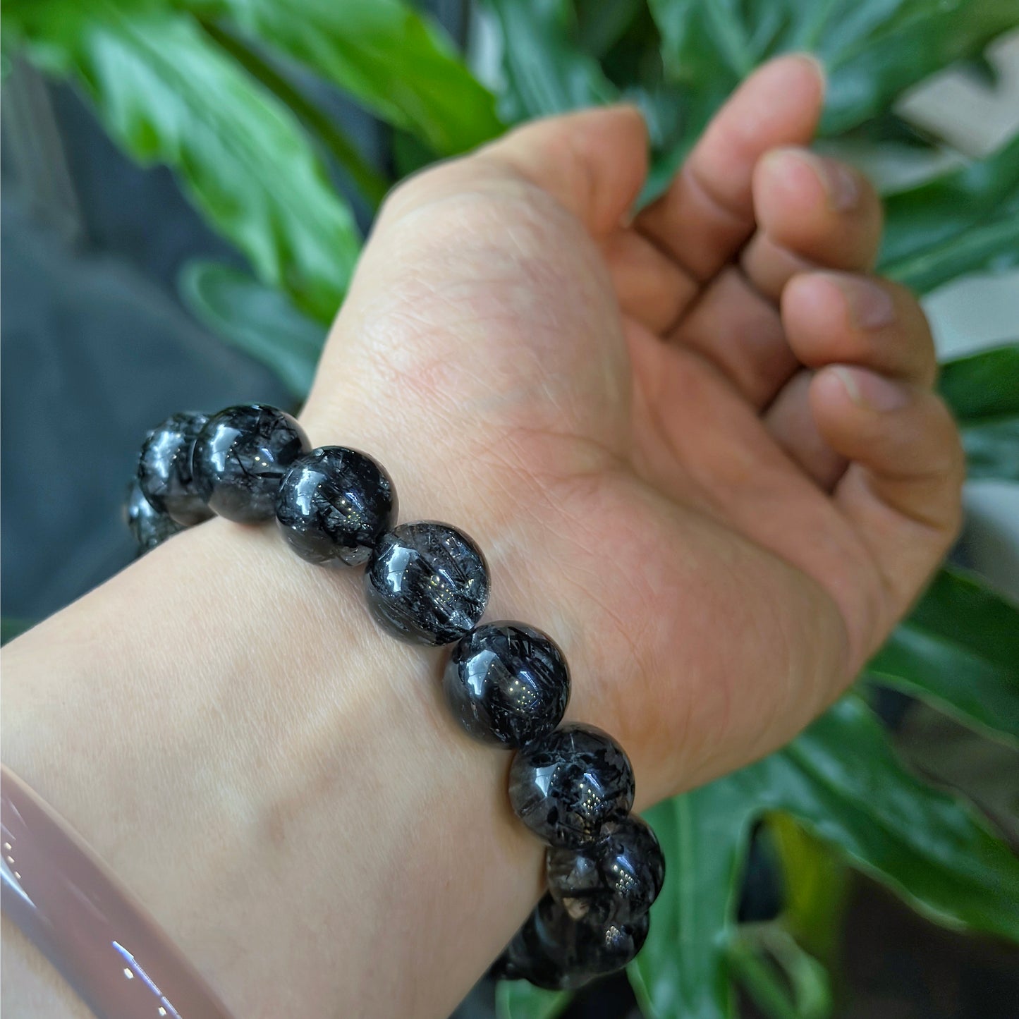 Natural Black Rutilated Quartz VIP Bracelet Size 12.5 mm