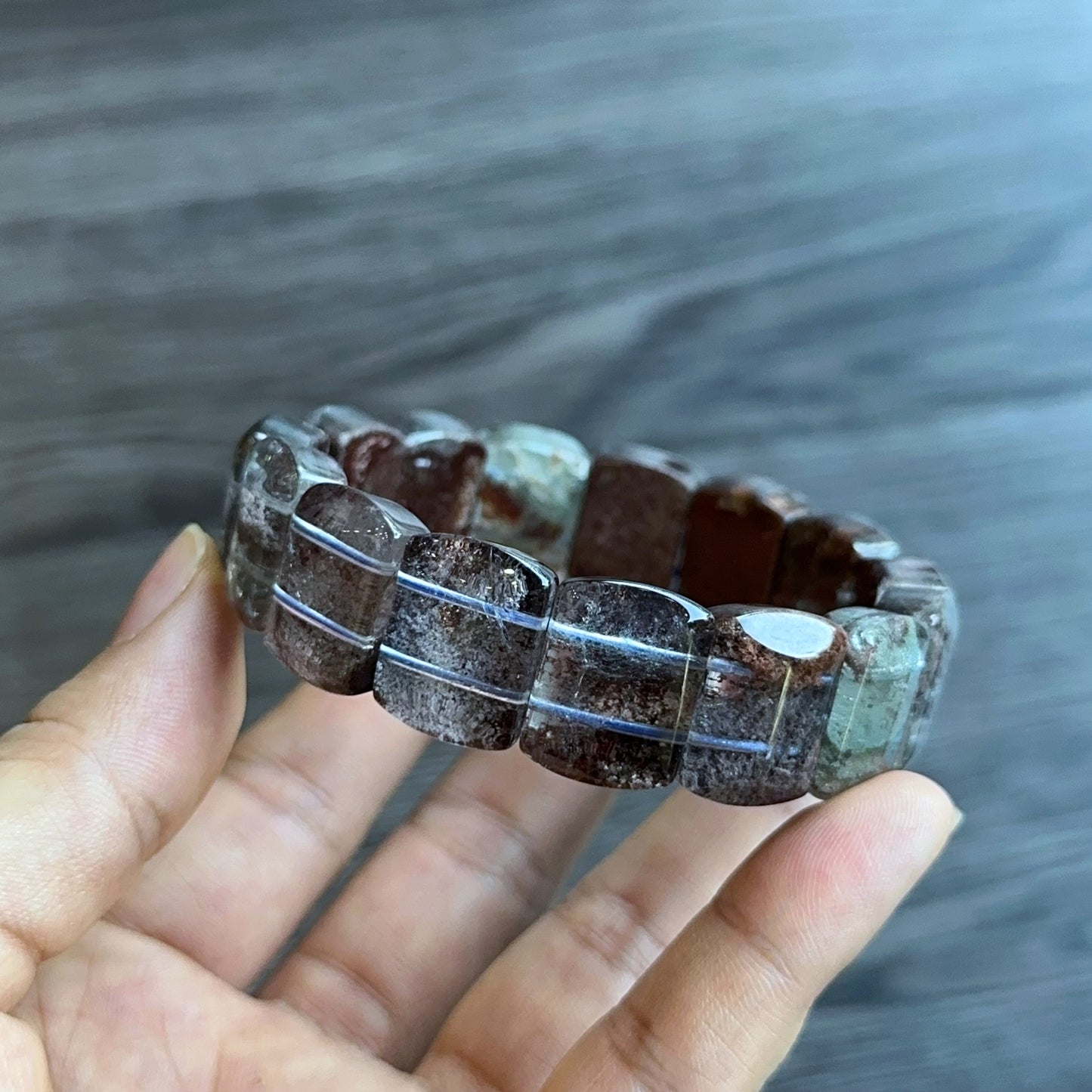 Rectangular Natural Landscape Quarts Bracelet Size 17 mm