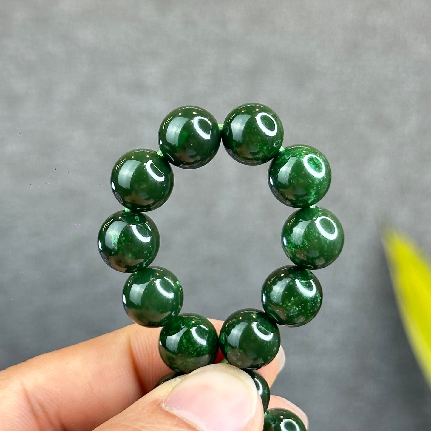 Natural Nephrite Jade Bracelet Size 10 mm - High Quality