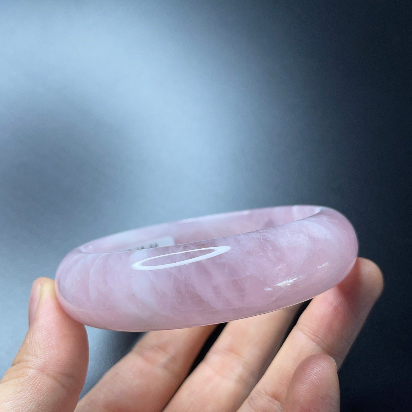 Natural Rose Quartz Bangle Leaf Style Size 62 mm