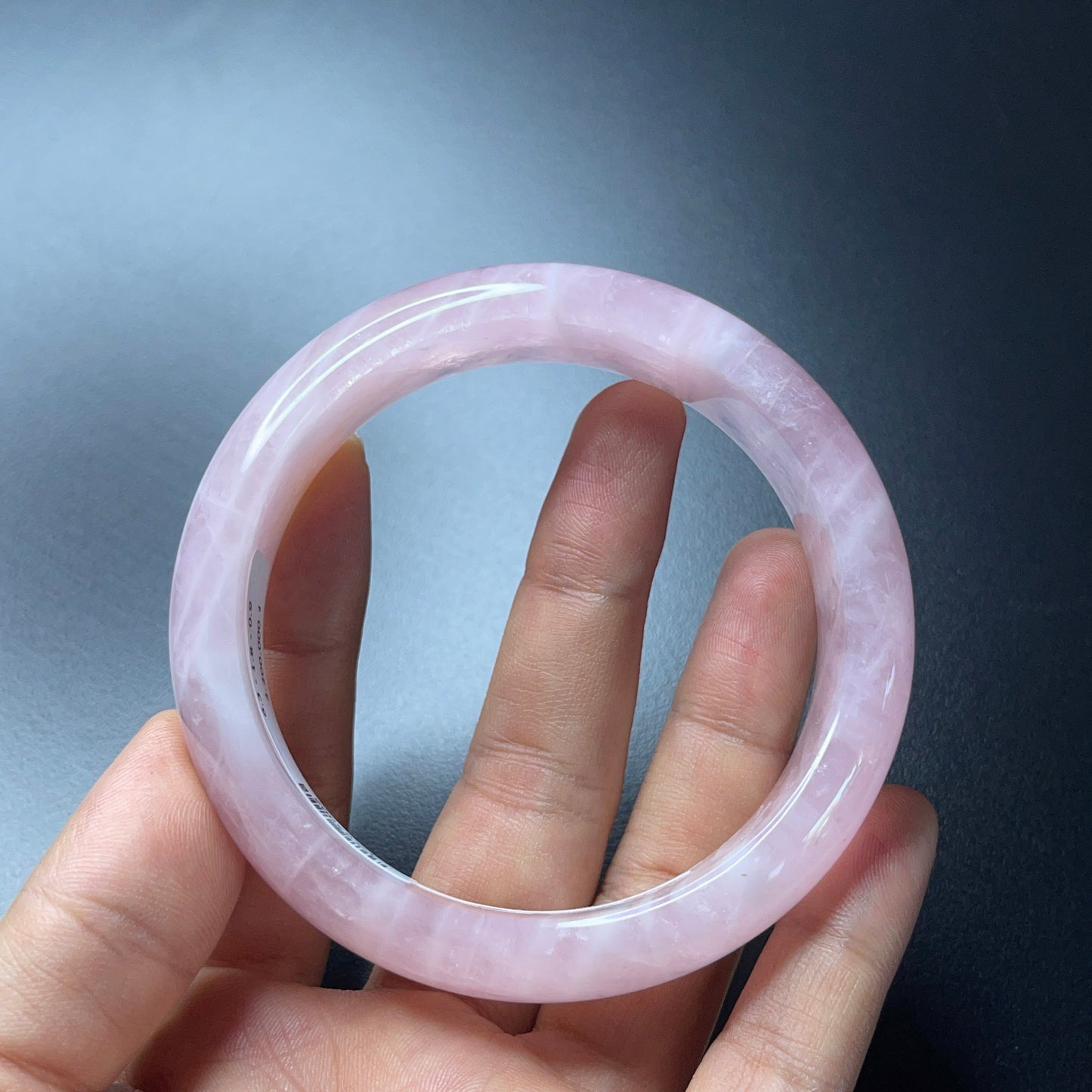 Natural Rose Quartz Bangle Leaf Style Size 62 mm
