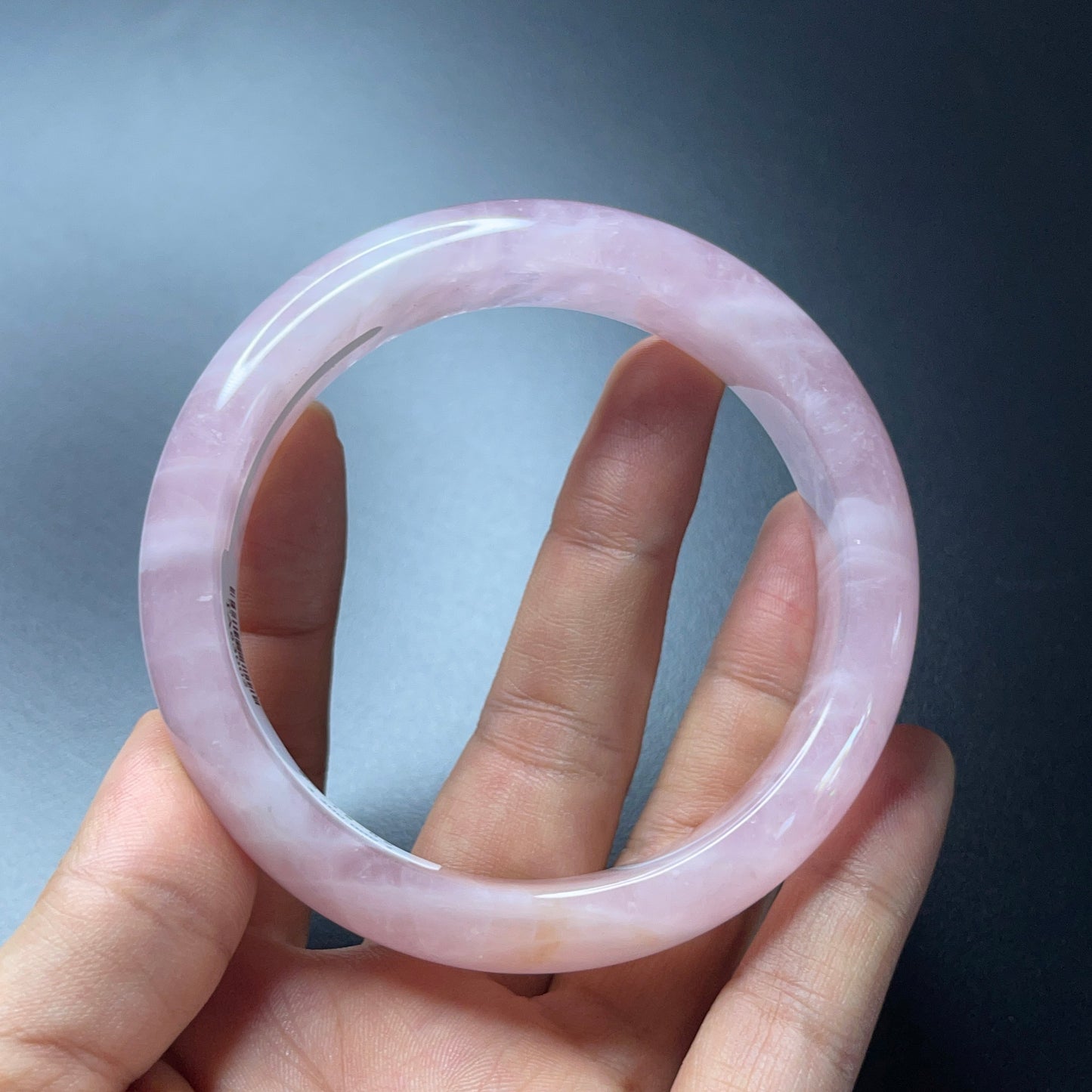 Natural Rose Quartz Bangle Leaf Style Size 62 mm