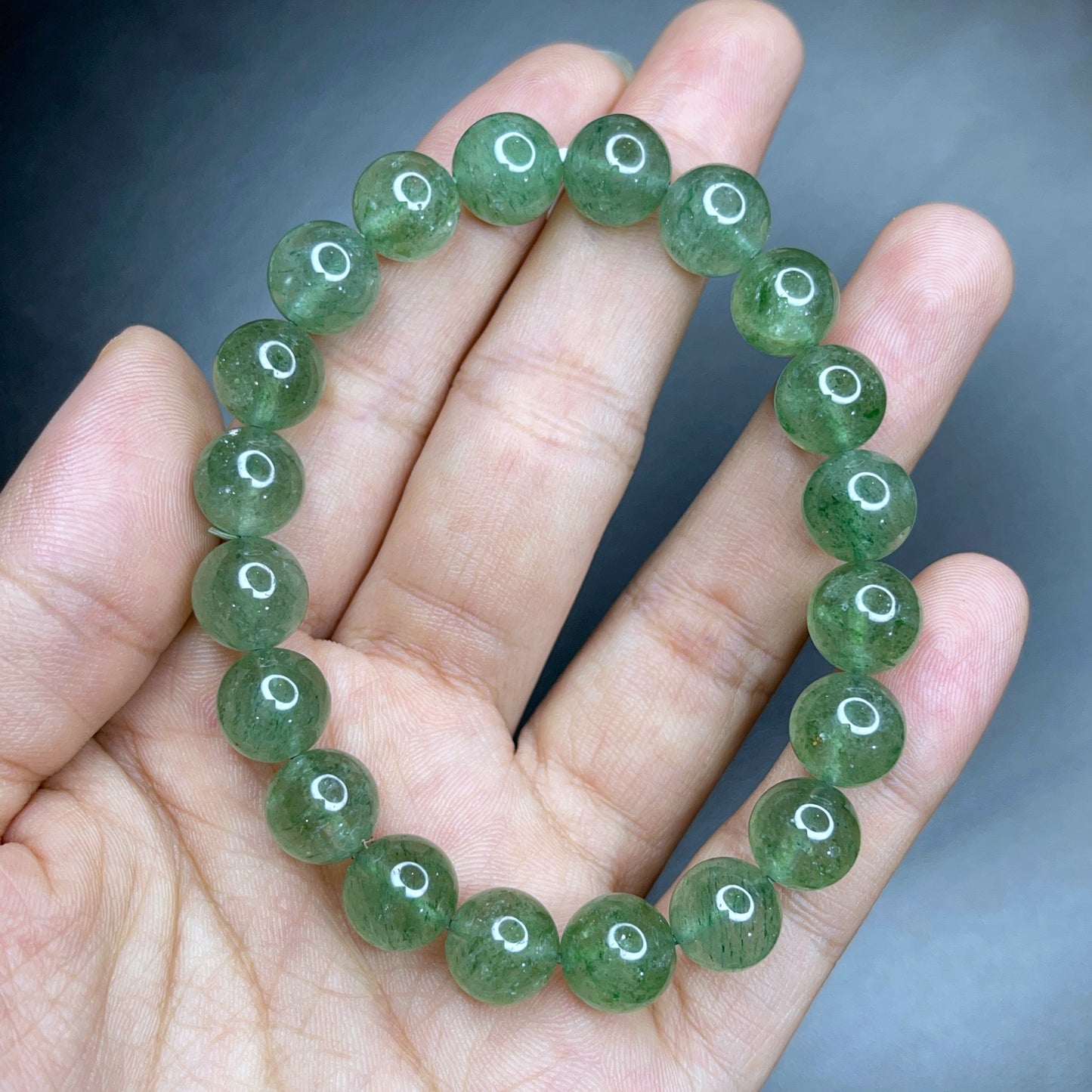 Natural Green Strawberry Quartz Bracelet Size 9 mm