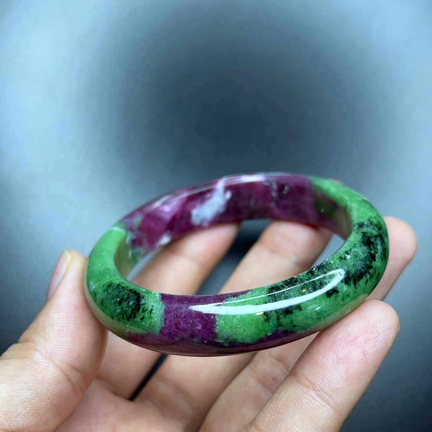 Ruby Zoisite Bangle Leaf Style Size 52 mm.