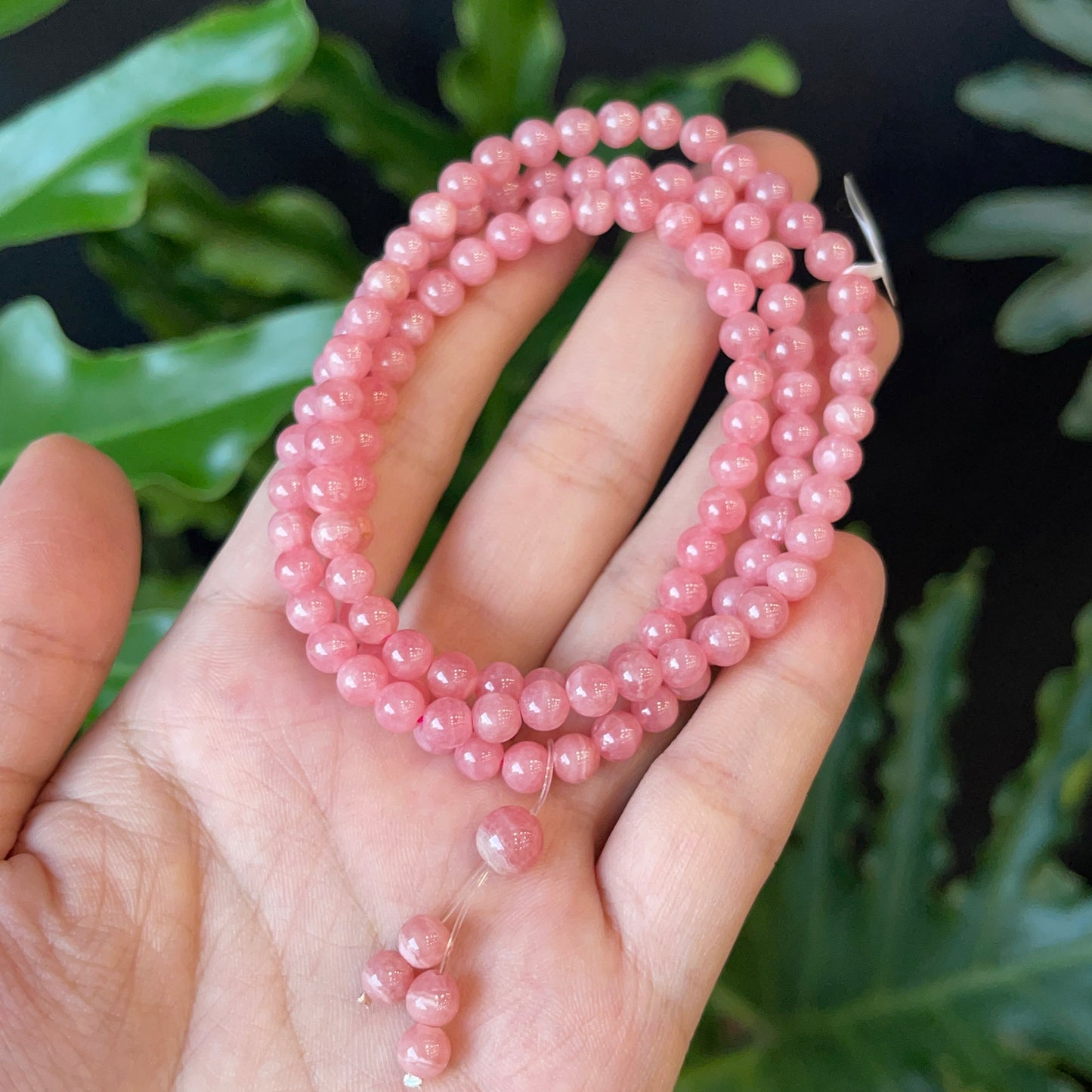 Natural Rhodochrosite Triple Wrap Bracelet Size 5 mm