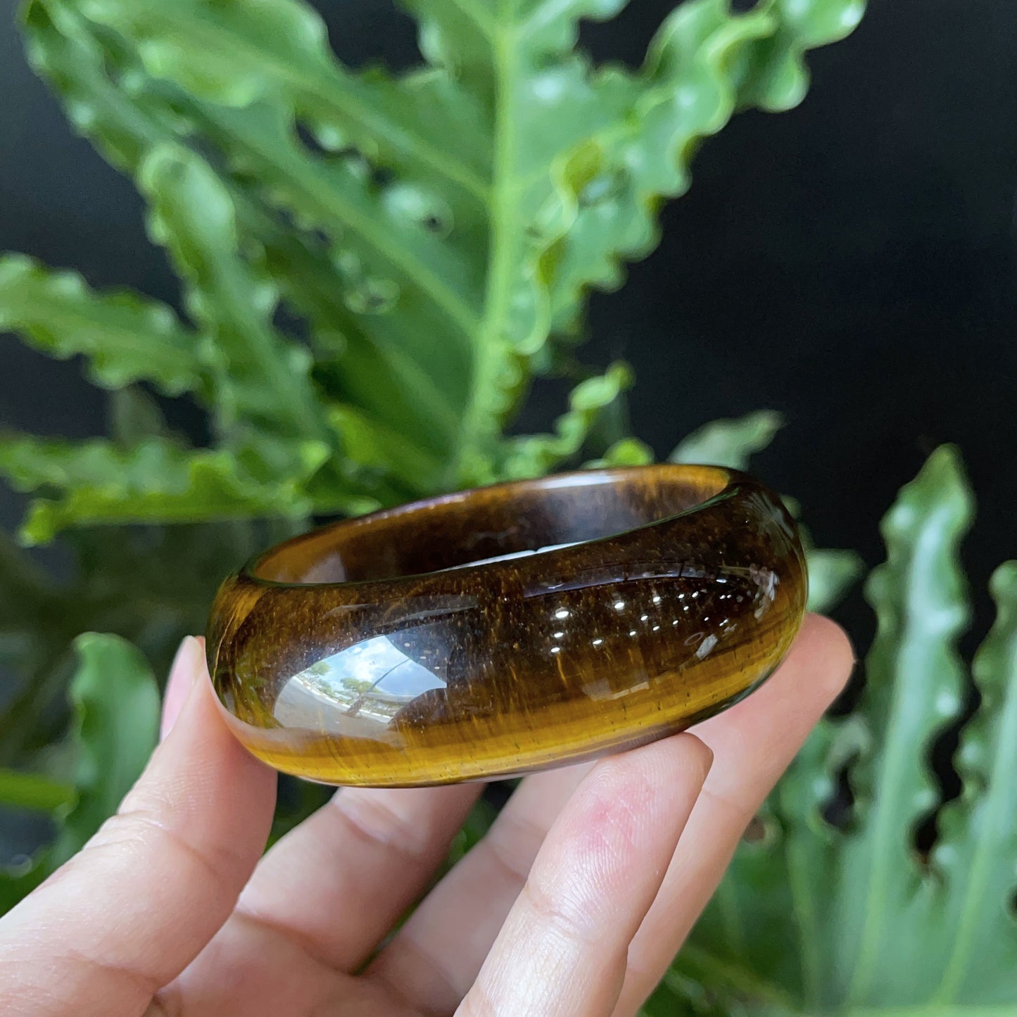 Bracelet Oeil de Tigre Style Feuille Taille 57 mm