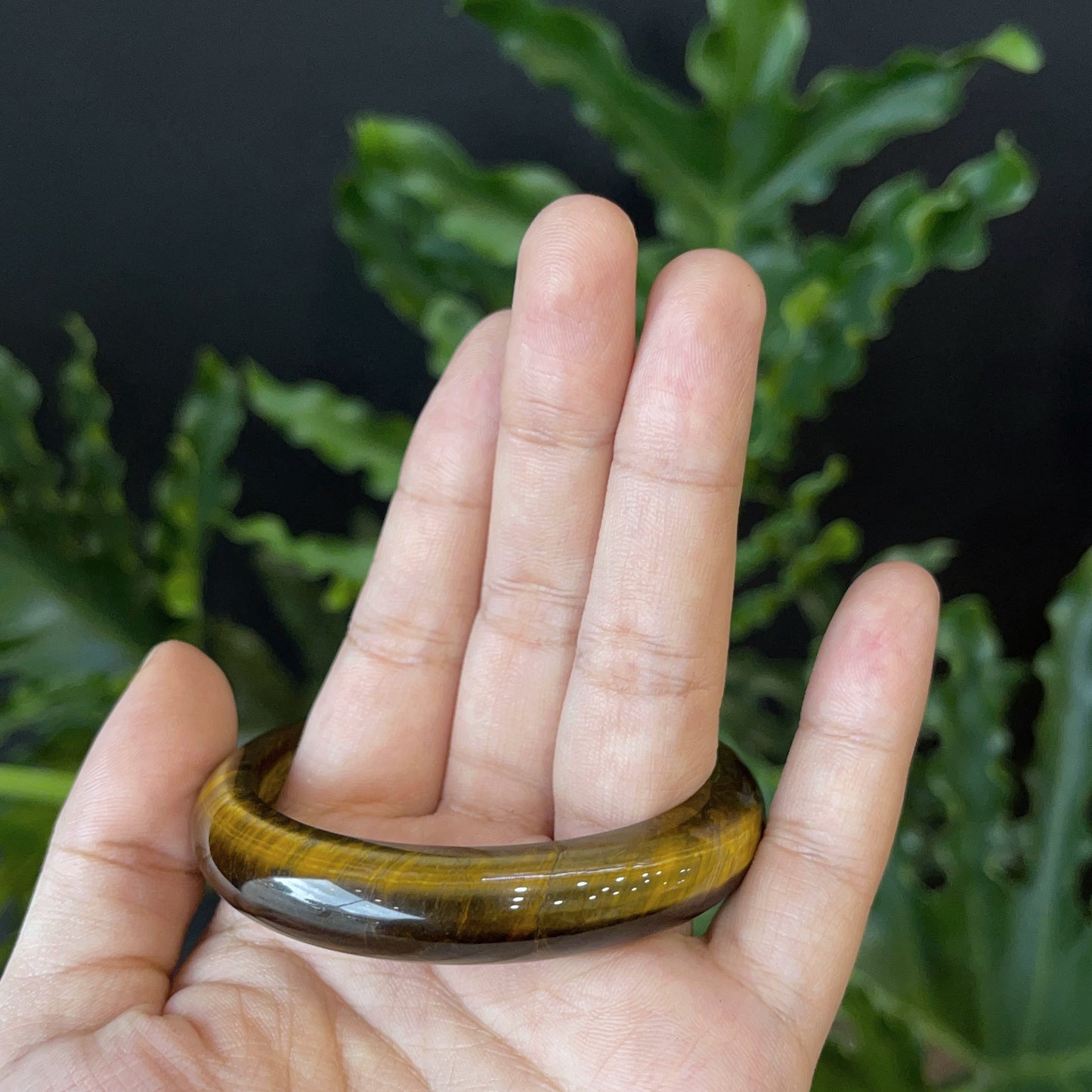 Natural Tiger Eye Bangle Leaf Style Size 54 mm