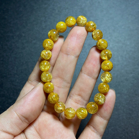 Bracelet Quartz Rutilé Doré Taille 8 mm