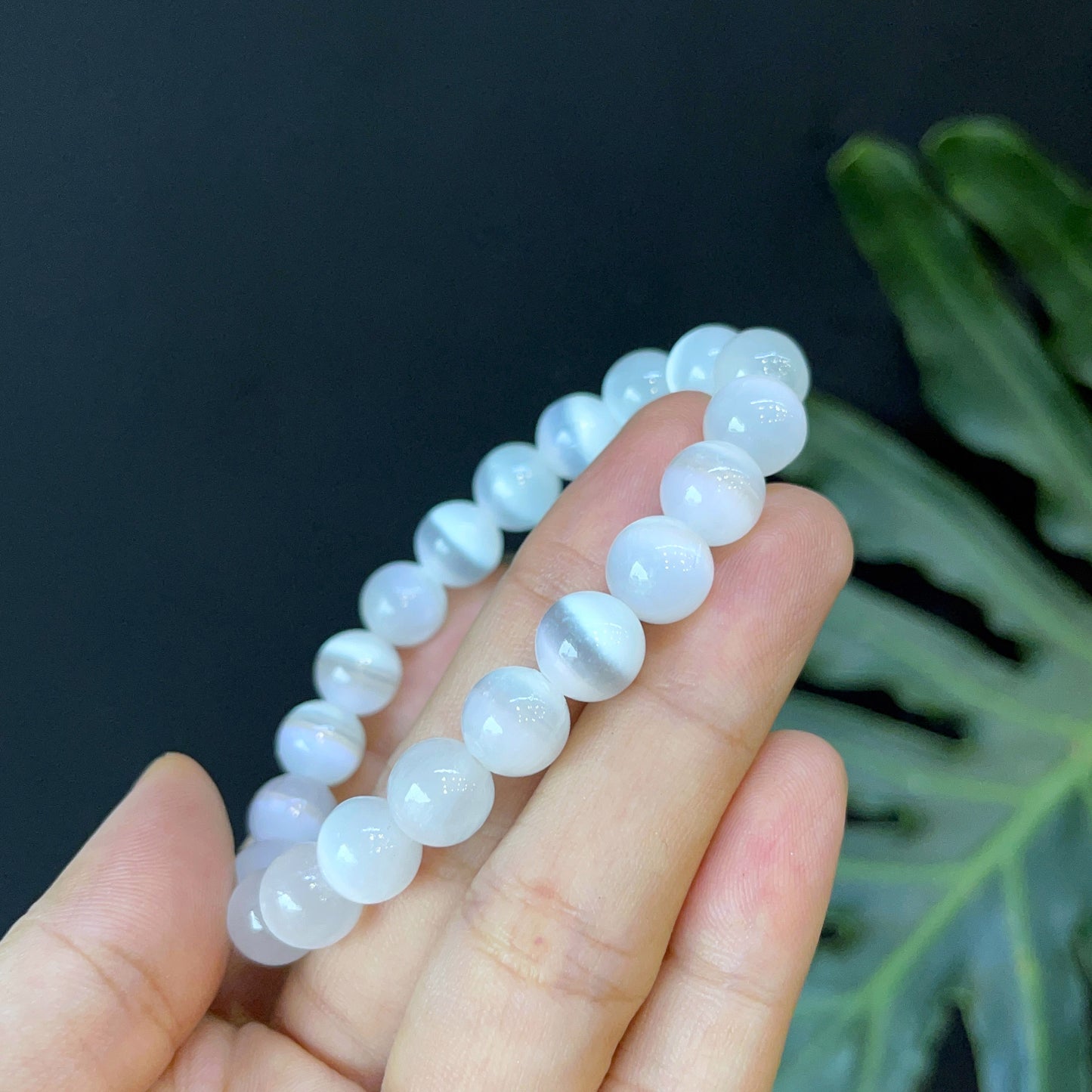 Natural Selenite Bracelet Size 9 mm