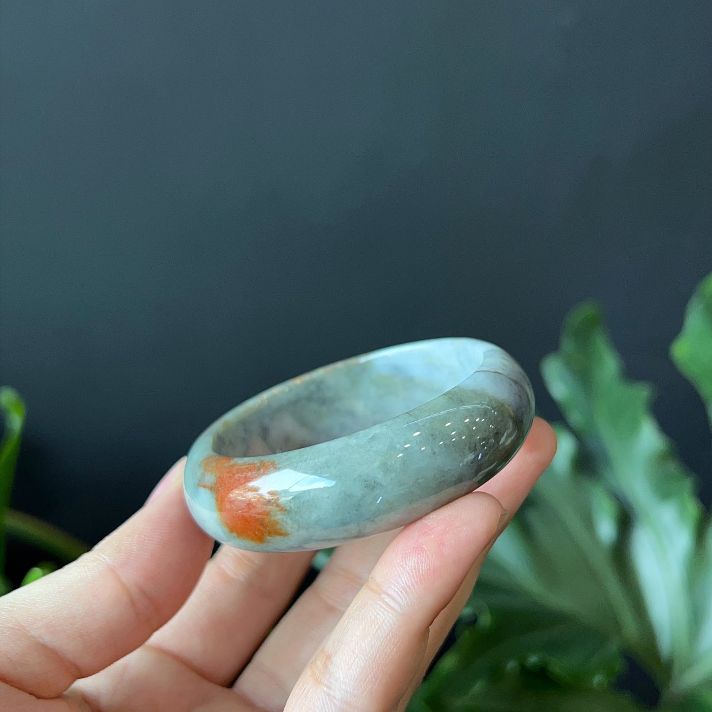 Jadeite Jade Bangle Leaf Style  - Natural Stone