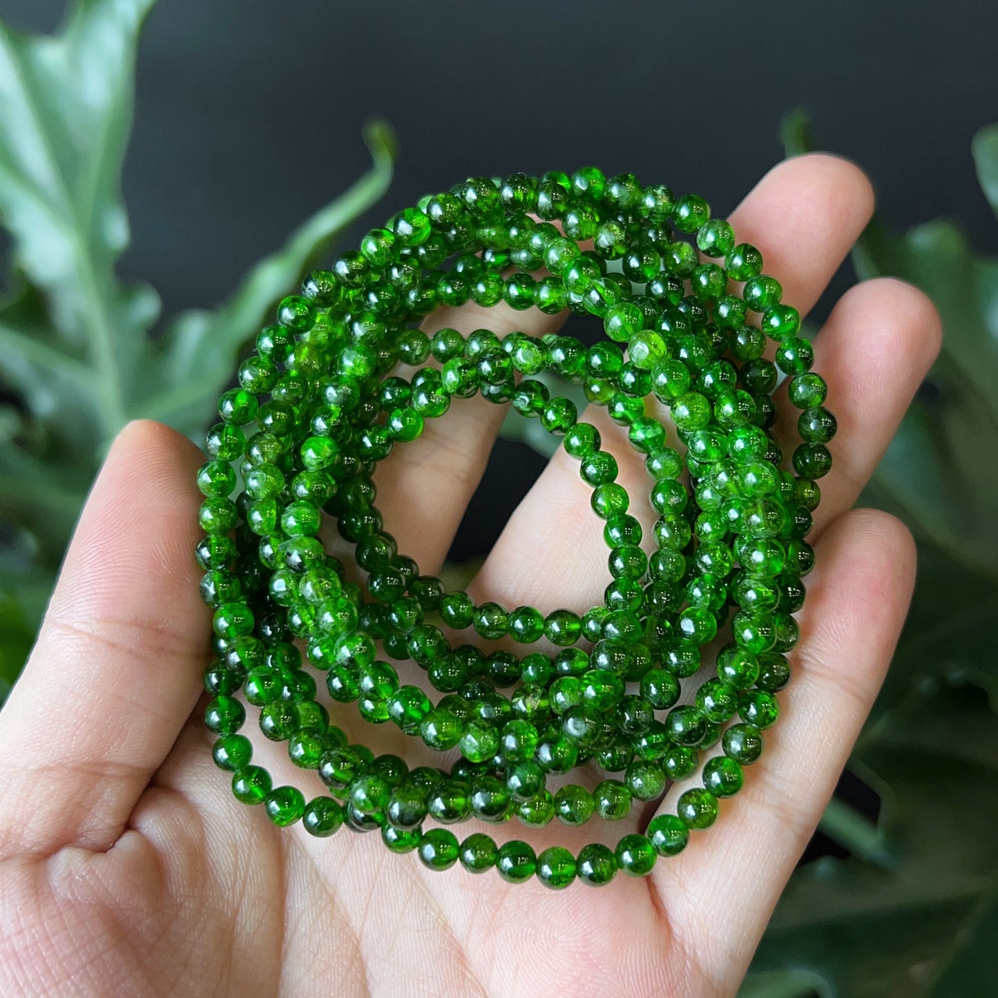 Diopside Triple Wrap Bracelet Size 4 mm
