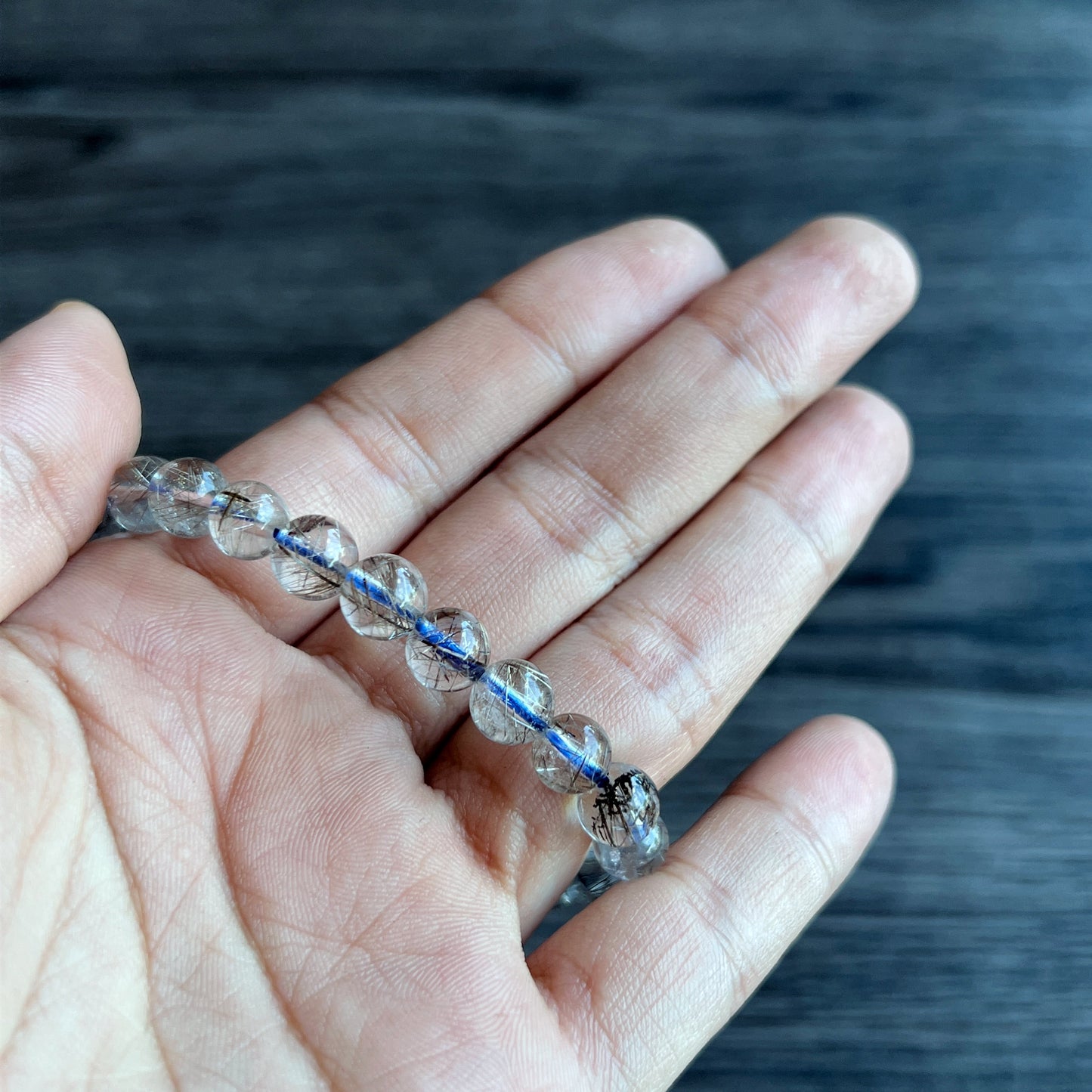 Platinum Rutilated Quartz Bracelet Size 7 mm