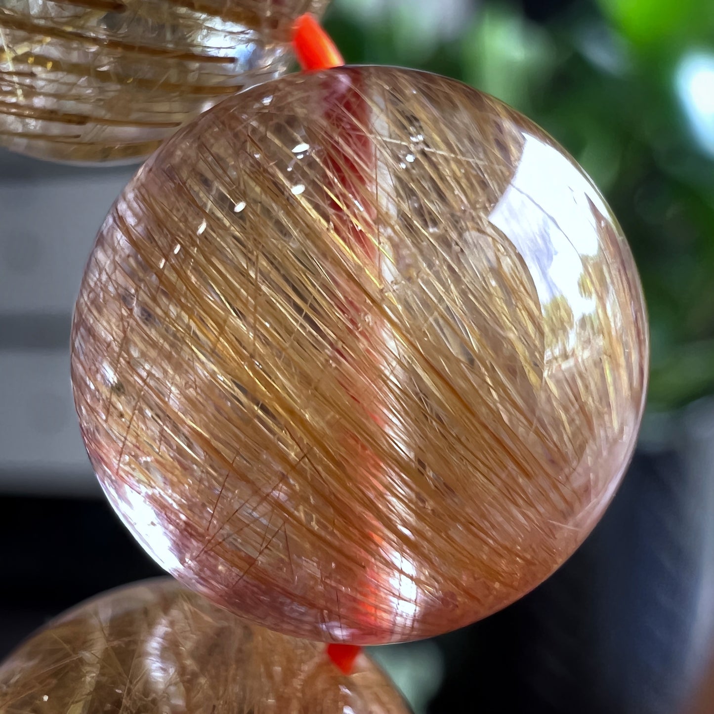 Natural Tri Colour Rutilated Quartz VIP Bracelet Size 12 mm