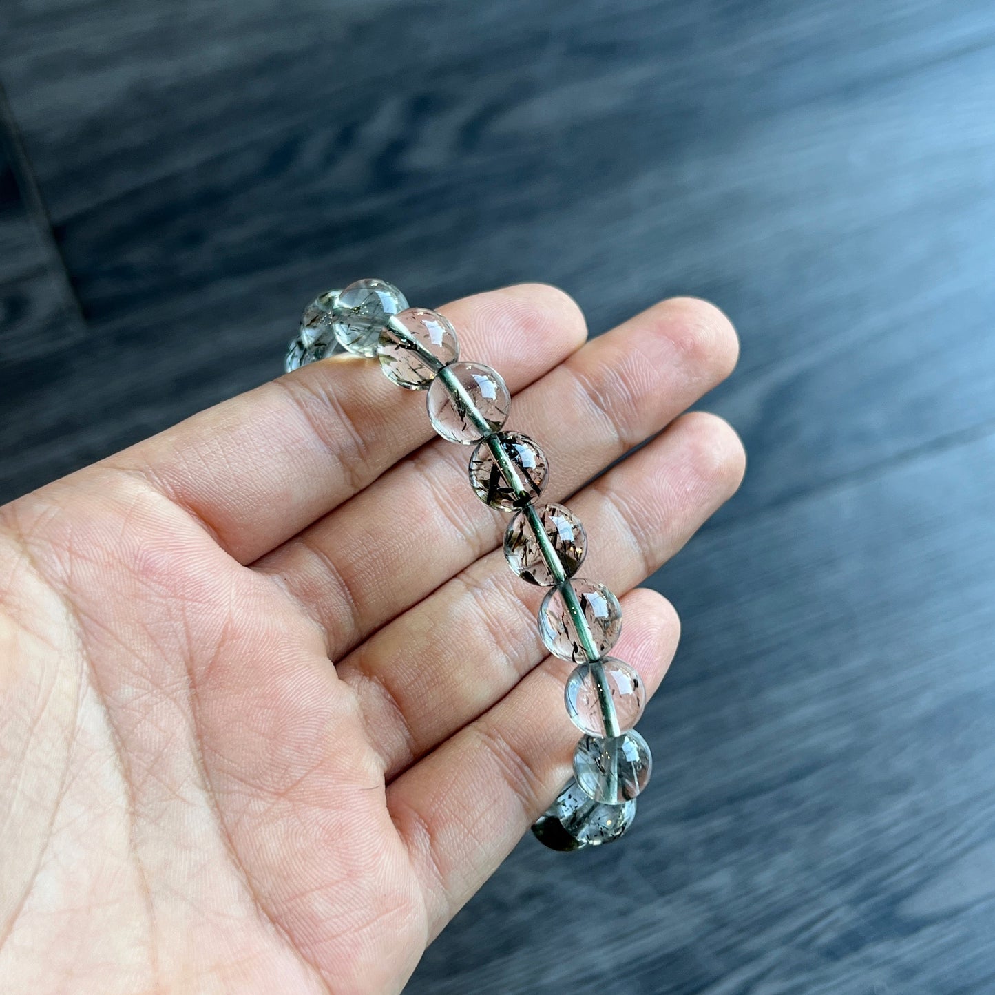 Natural Green Rutilated Quartz Bracelet Size 10 mm