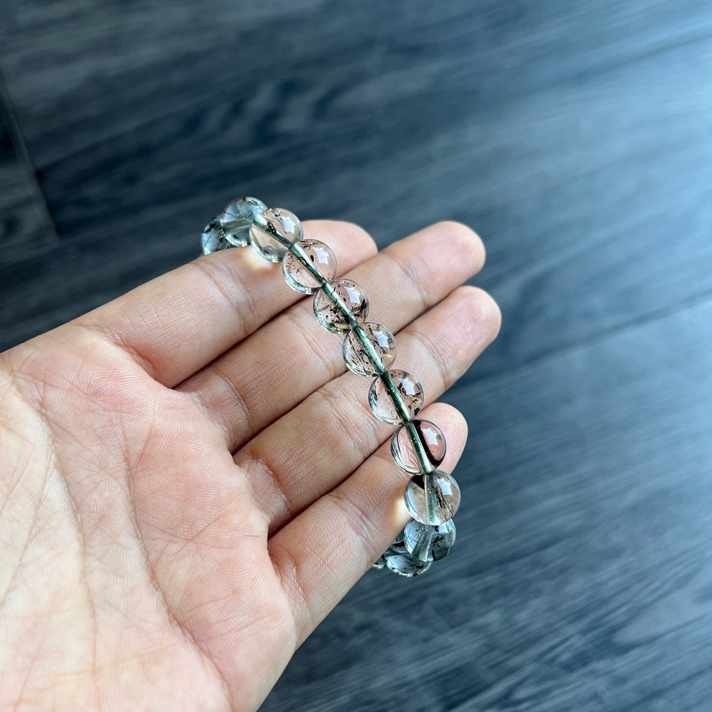 Natural Green Rutilated Quartz Bracelet Size 10 mm