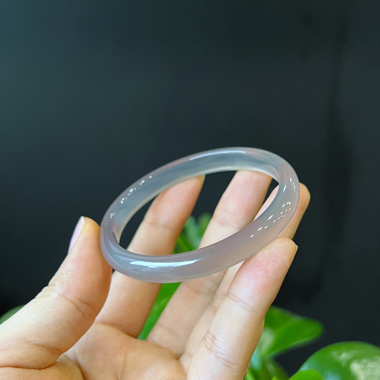 Natural Agate Bangle Leaf Style Size 56 mm