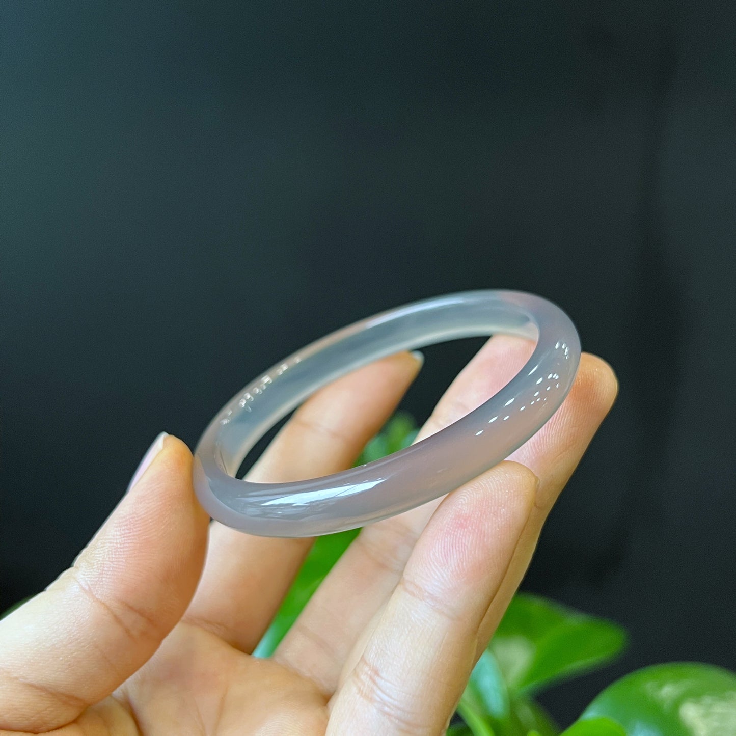 Natural Agate Bangle Leaf Style Size 56 mm